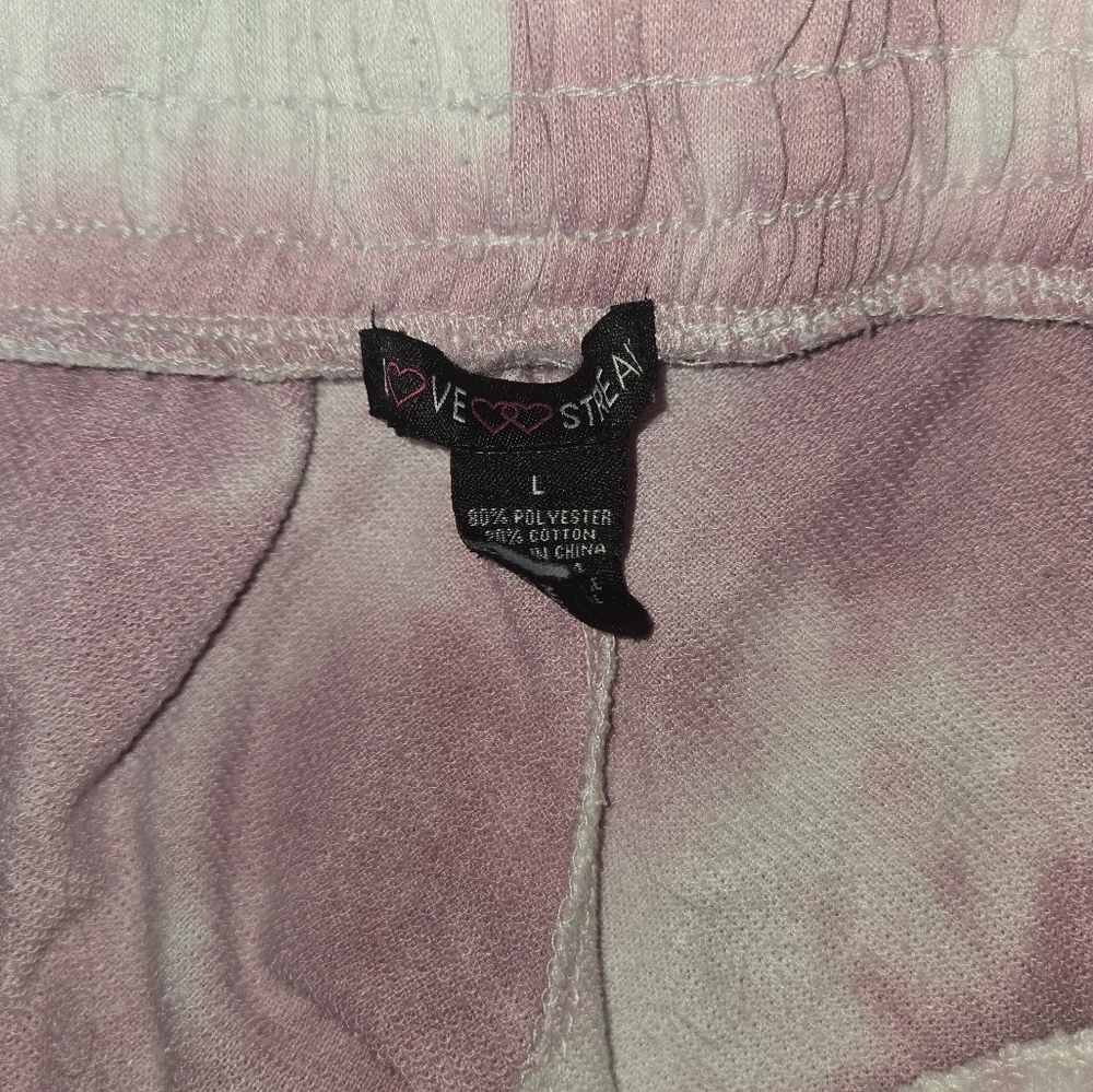 🌸 Love Streak Pink & White Tie-Dye Shorts w/ Pockets – Size Large - Picture 4 of 4